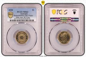 2018 $2 Remembrance Day Poppy 30th Ann. $2 Coin MS62