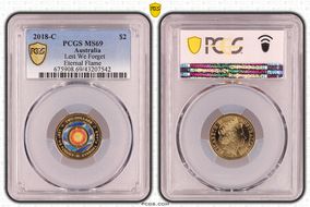 2018-C $2 Lest We Forget Eternal Flame Colorized MS69