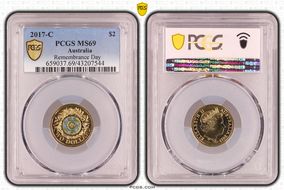 2017-C $2 Remembrance Day Colorized MS69