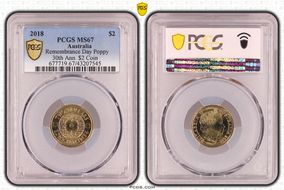 2018 $2 Remembrance Day Poppy 30th Ann. $2 Coin MS67