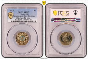 2018 $2 Remembrance Day Rosemary 30th Ann. $2 Coin Colorized MS67