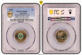 2018 $2 Remembrance Dove Colorized 30th Ann. $2 Coin MS66