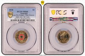 2018 $2 Lest We Forget - War Graves 30th Ann. $2 Coin Colorized MS66