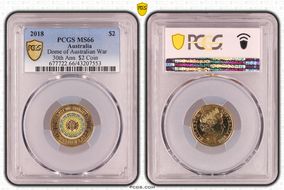 2018 $2 Dome of Australian War 30th Ann. $2 Coin Colorized MS66