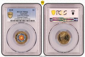 2018 $2 Lest We Forget Eternal Flame Colorized MS66