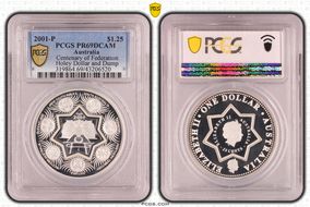 2001-P $1.25 Centenary of Federation Holy Dollar and Dump PR69DCAM