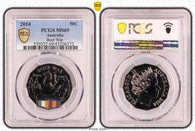 2014 50C Boer War Colorized MS69