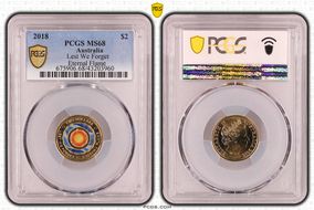 2018 $2 Lest We Forget Eternal Flame Colorized MS68