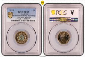 2018 $2 Remembrance Day Rosemary 30th Ann. $2 Coin Colorized MS67