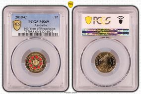 2019-C $2 100 Years of Repatriation Colorized MS69