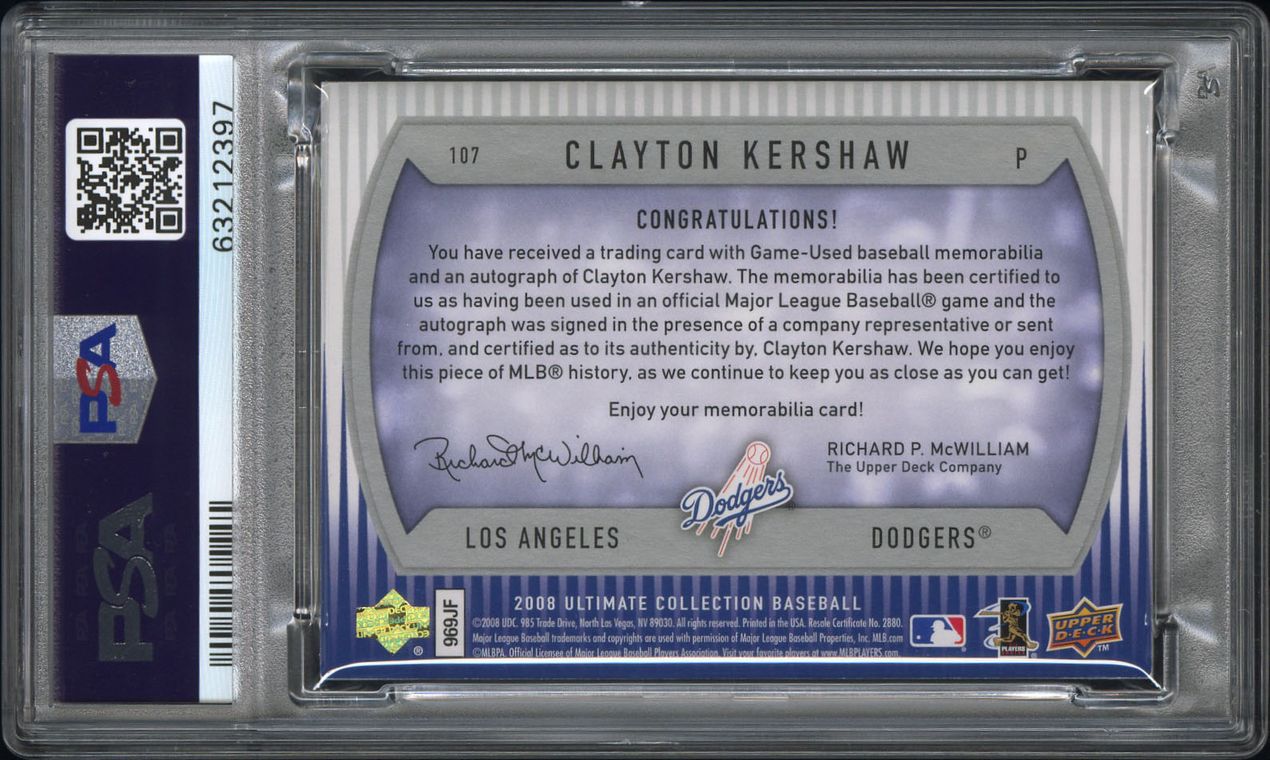 2008 Ultimate Collection Clayton Kershaw Jersey-Autograph