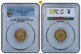 1852-A 20 Fr Gad-1060 AU53