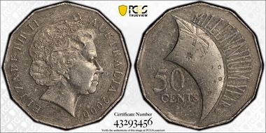 2000 50C Millennium Incuse Flag N1