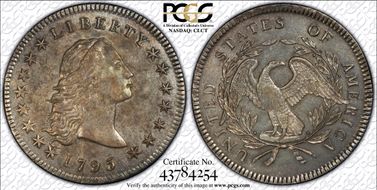 1795 $1 Flowing Hair, 3 Leaves AU55