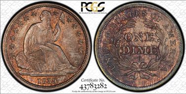 1839-O 10C F-105, Lg O, No Drapery MS66