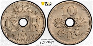 1947 N GJ 10 Øre MS65