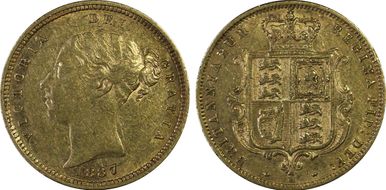 1887-M 1/2 Sov S-3863B Young Head AU50