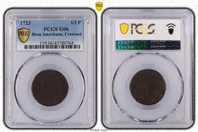 1723 1/2P Rosa Americana, Crowned G6