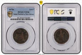 1670s NJ 1/4P Saint Patrick VF30BN