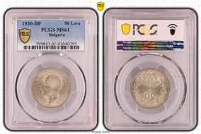 1930-BP 50 Leva KM-42  Ag MS61