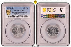 1939-B 50 Pfg J-372 Aluminum MS64