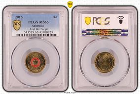 2015 $2 Lest We Forget Colorized MS65