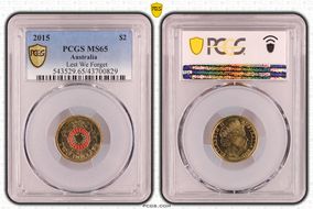 2015 $2 Lest We Forget Colorized MS65