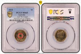 2015 $2 Lest We Forget Colorized MS65