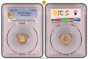 1872 B 5 Rap MS66