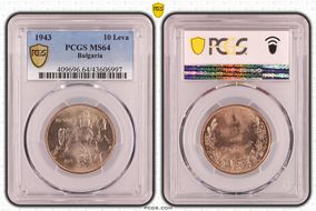 1943 10 Leva KM-40b MS64