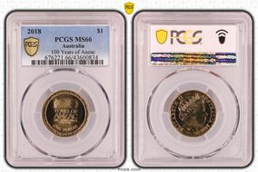 2018 $1 100 Years of Anzac MS66