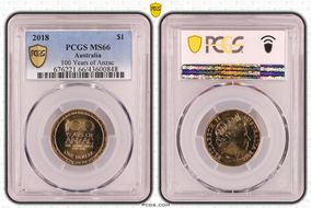2018 $1 100 Years of Anzac MS66