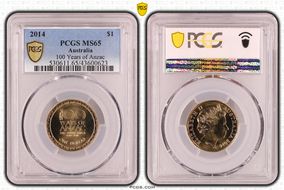 2014 $1 100 Years of Anzac MS65