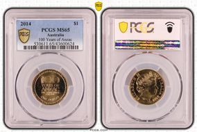 2014 $1 100 Years of Anzac MS65