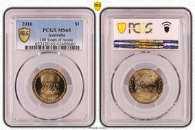 2016 $1 100 Years of Anzac MS65