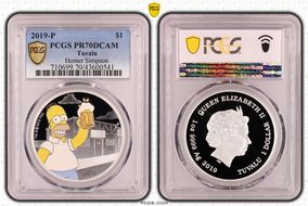2019-P $1 Homer Simpson Colorized PR70DCAM