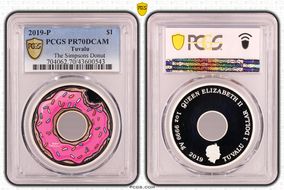 2019-P $1 The Simpsons Donut Colorized PR70DCAM