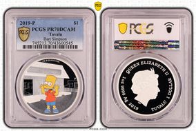 2019-P $1 Bart Simpson Colorized PR70DCAM