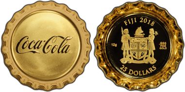 2018 $25 Coca-Cola Bottle Cap Gold PR69DCAM
