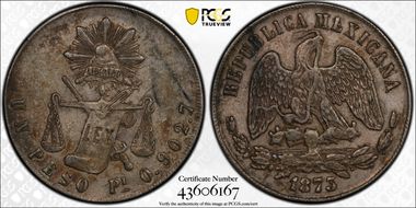 1873-Pi O Peso KM-408.7 AU50