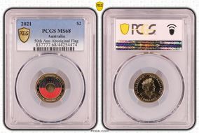 2021 $2 50th Ann Aboriginal Flag Colorized MS68