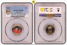 2021 $2 50th Ann Aboriginal Flag Colorized MS68