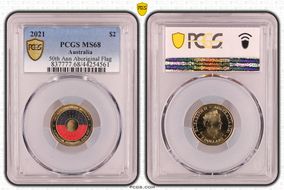 2021 $2 50th Ann Aboriginal Flag Colorized MS68