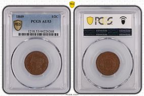 1849 1/2C AU53BN