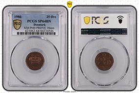 1986 25 Øre KM-Pr44 PRØVE 18mm SP64BN