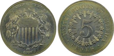 1867 5C Rays MS67