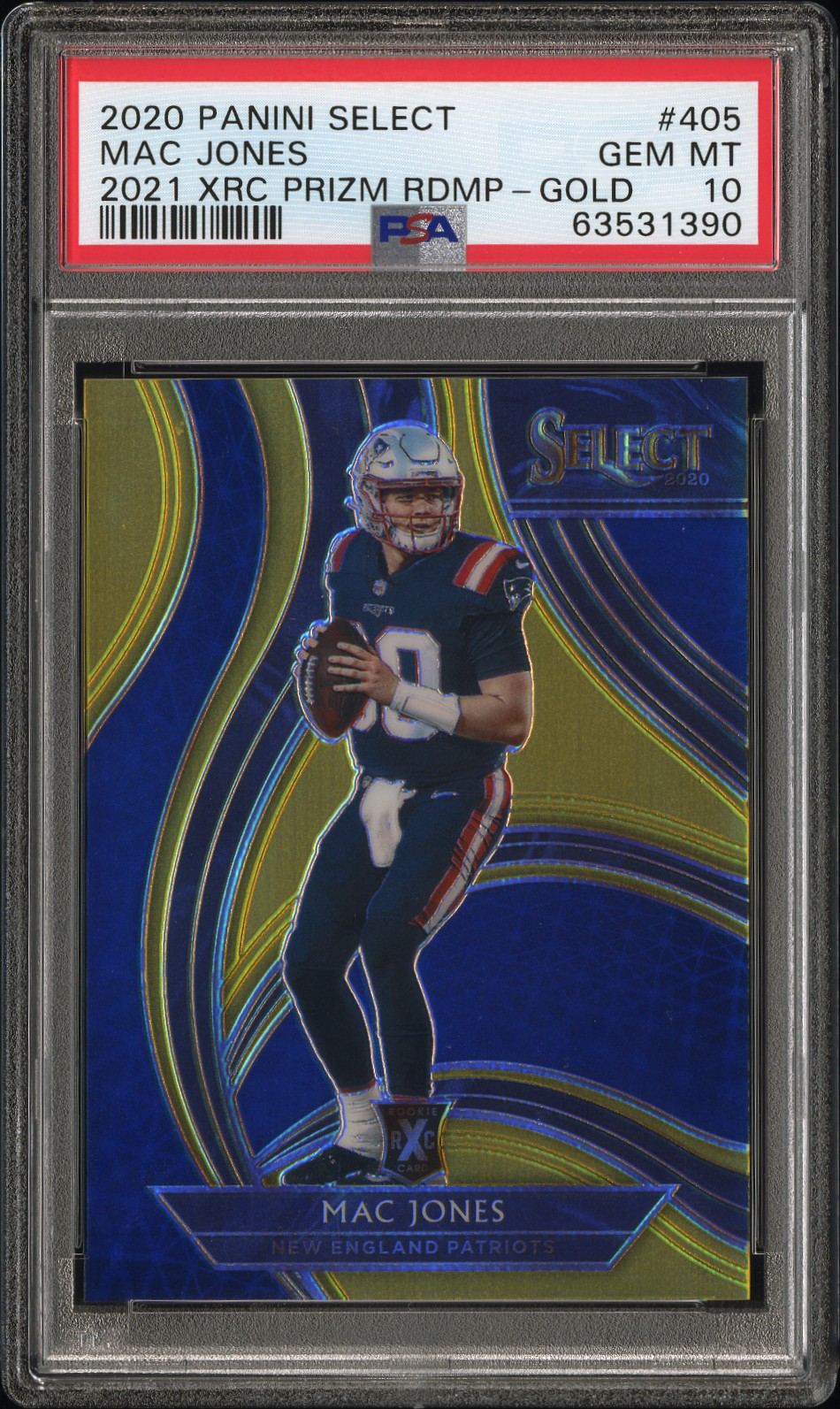 2020 Panini Select '21 XRC Gold Prizm Redemption #405 Mac Jones Rookie Card (#10/10) - Jersey Number - PSA GEM MT 10 - Pop 4