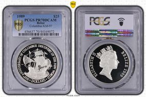 1989 $25 Columbus KM-97 PR70DCAM