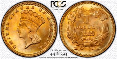1869 G$1 MS68