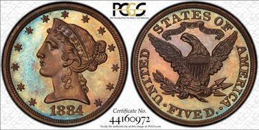 1884 $5 J-1736 PR65BN